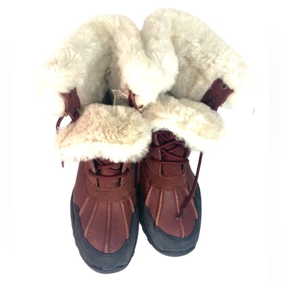 BearPaw boys burgundy and Black Winter Boots sz 6 - Picture 8 of 10